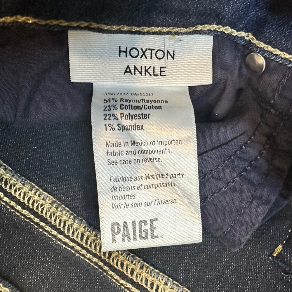 PAIGE Hoxton Ankle Jeans Womens 32 Dark Blue High Rise Skinny‎ Stretch Denim - Picture 7 of 16